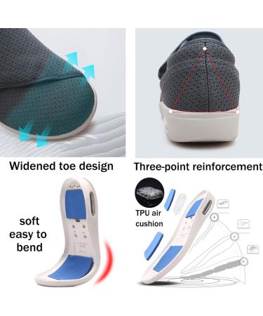 Extra Wide Women's Diabetic Shoes with Adjustable Closure - Bluegray, Size 39 | Anti-Slip Orthopedic Slippers for Swollen Feet & Arthritis - Buy Online on GoSupps.com
