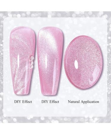 Imtiti Hot Pink Holographic 9D Cat Eyes Glitter Magnetic Gel Nail Polish 0.5fl oz - UV Gel Polish with Magnetic Stick for Nail Salon - Buy Online on GoSupps.com