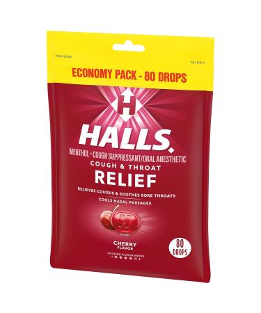 HALLS Relief Cherry Cough Drops Economy Pack 12 Packs of 80 Drops (960 Total Drops) 80 Count (Pack of 12) - Buy Online on GoSupps.com