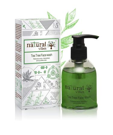 Natural Vibes Tea Tree Acne Face Wash For Blemishes Oil Control Clear Bright Skin | Dirt & Tan Removal |No Paraben & Sulphate | Ayurvedic & Vegan | 150 ml | For Men & Women | All Skin Types