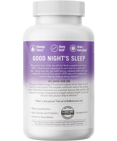 Om Mushroom Superfood Sleep Capsules - 90 Count Reishi GABA L-Theanine Melatonin | 30 Days Rest & Sleep Quality Supplement - Buy Online on GoSupps.com