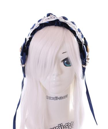 Buy C-04-1 Blue Maid Lolita Headband with Bow & Pearl Necklace | Gothic Hair Accessory | International Shipping Available - Buy Online on GoSupps.com