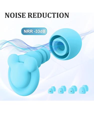 Reusable Soft Silicone Ear Plugs 33dB Noise Cancelling for Sleep, Snoring, Concerts - 4 Pairs in XS/S/M/L Blue - Buy Online on GoSupps.com