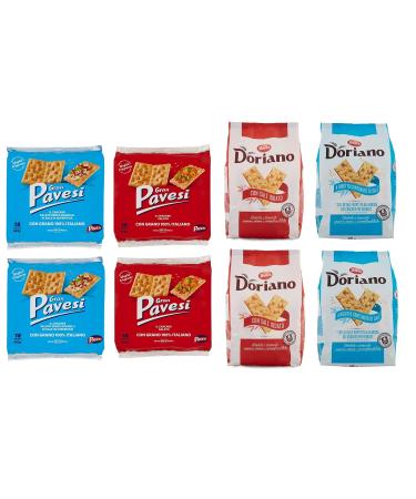 Pavesi Cracker Pavesi test pack with salt grains (2 x 560 g) + Pavesi without salt grains (2 x 560 g) + Doria with iodine salt (2 x 700 g) + Doria with reduced salt content (2 x 700 g)