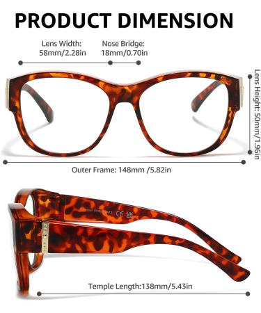 Myiaur Blue Light Blocking Glasses for Women | Trendy Fit Over Eyewear for Computer Reading TV Phone & Gaming - A02 Tortoise Frame Clear Lens - Buy Online on GoSupps.com
