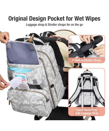 Tonyee Wrap Backpack - Stylish Diaper Bag & Travel Essentials for Parents - Gray-White Removable Crossbody & Bottle Support - Buy Online on GoSupps.com
