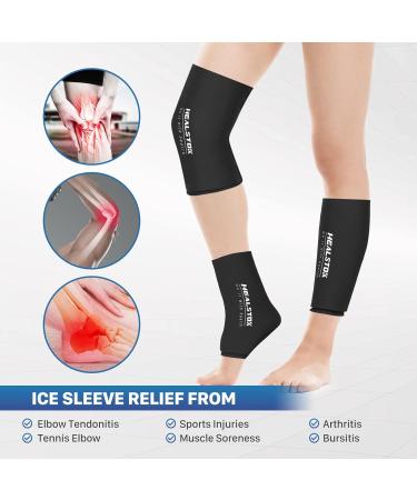 Freeze Sleeve Ice Pack for Elbow & Knee - Reusable Flexible Gel Wrap for Hot & Cold Therapy - Pain Relief for Tendonitis, Tennis Elbow, Arms, Thighs, Calves - Black - Buy Online on GoSupps.com