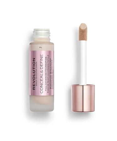 Makeup Revolution Conceal & Define Cream Foundation for Light Skin Tones - Full Coverage, Vegan, and Cruelty-Free - F4 23ml - Buy Online on GoSupps.com