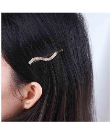 Inilbran Vintage Rhinestone Hair Clip Gold Crystal Wedding Hair Barrettes French Crystal Hairpin Barrette Sparkly Cz Hair Pins Hairclip Decorative Bobby Pins Crystal Wedding Headpieces for women