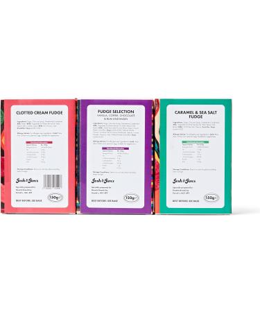 Josh & Jim's Fudge Selection Pack Clotted Cream Fudge Caramel Sea Salt Fudge Fudge Selection Variety Multipack Traditional British Recipe Suitable For Vegetarians 3x150g - Buy Online on GoSupps.com