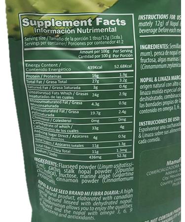 Nopal & Linaza Fiber Supplement 17.6 Oz - Natural Cactus and Flaxseed Blend - Buy Online on GoSupps.com