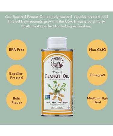 La Tourangelle  Roasted Peanut Oil  Perfect for Deep Frying  High Heat Cooking  Adding to Noodles  Stir-Fries  Vinaigrettes  and Marinades  8.45 fl oz Roasted Peanut Oil 8.45 Fl Oz (Pack of 1) - Buy Online on GoSupps.com