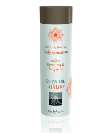 Shiatsu Body Oil Luxury Edible Green Tea & Tangerine.Essential massage oil with stimulating aphrodizing taste.More fun & eroticism at the partner massage. 75 ml