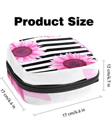 Storage Bags for Women's Bandages - Pink Sunflower Black & White Stripes Portable Menstrual Holder - Multi-Colored for School & Office - Buy Online on GoSupps.com