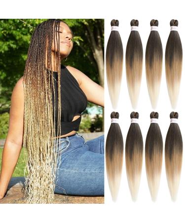 Leeven 8 Packs Pre Stretched Braiding Hair 26 Inch Yaki Texture Ombre Brading Hair Extensions for Box Braids Kanekalon Hair Fiber Crochet Hair Extensions for Braiding /26 Inch 1B/27/613# 26 Inch (Pack of 8) 1B/27/613# - Buy Online on GoSupps.com