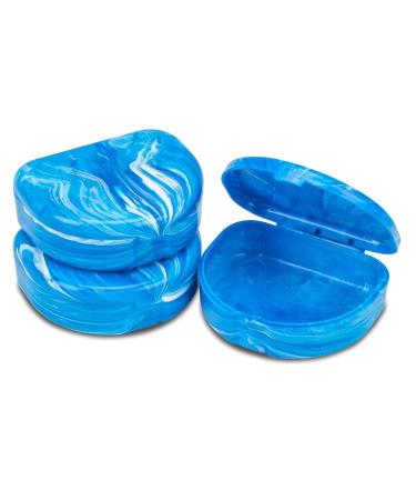 Marble Retainer Cases with Labels (3 Pack) (Blue)