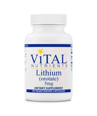 Vital Nutrients - 100 Elemental Lithium (Orotate) - Supports Mental and Behavioral Health - 90 Vegetarian Capsules per Bottle - 5 mg
