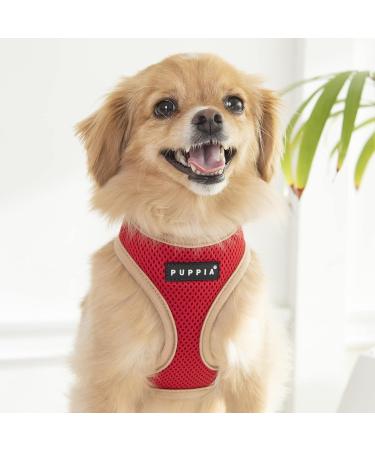 Puppia Soft Dog Harness II for Small & Medium Dogs - Comfortable & Adjustable - Red M - Buy Online on GoSupps.com