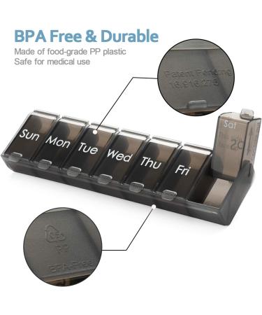 XL 7 Day Weekly Pill Organizer with Removable Compartments - Black - Buy Online on GoSupps.com