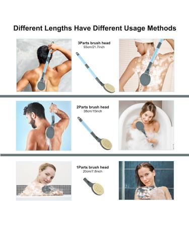 Buy 55cm Gray Back Brush Shower - Removable Body Brush for Gentle Peeling & Blood Circulation - Ideal for Wet/Dry Use - Buy Online on GoSupps.com