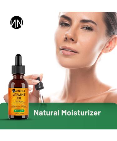 Natnique Vitamin E Oil 1 oz Natural D-Alpha Tocopherol for Face Skin Hair & Nails Pure Non-GMO Moisturizer for Scars Stretch Marks & Dry Skin Cold-Pressed Carrier Oil for Body & Beauty Care - Buy Online on GoSupps.com