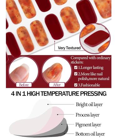 Kalolary Semi-Cured Gel Nail Wraps - Amber Full Wrap Stickers | Long Lasting Salon Quality for Autumn | Includes Nail File & Wood Stick - Buy Online on GoSupps.com