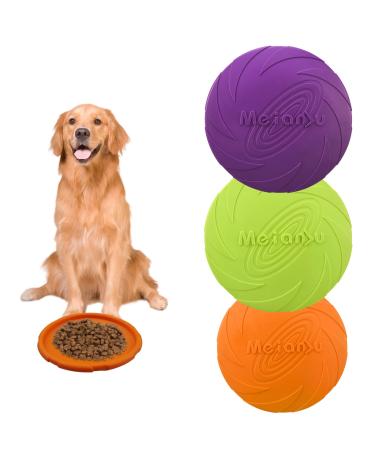 Suaywo 3 pieces 15cm frisbee dog rubber dog toys frisbee dogFrisbee bite -proof dog frisbee for dog training catching playing throwing (orange + green + purple)