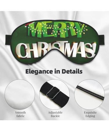 Merry Christmas Print Sleep Eye Mask - Soft Eye Cover Blindfold with Elastic Strap for Travel & Night Sleeping - Buy Online on GoSupps.com