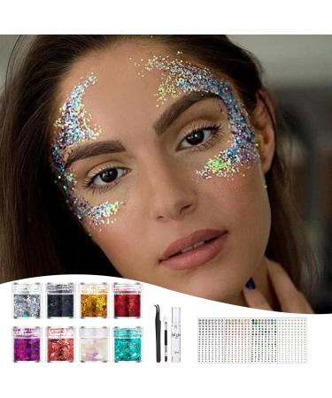 Body Glitter for Women | Glitter Kit for Nightclub | Gel Glue Brush Included | Face Paint Regular Glitter & Super Flash Fine Powder | Perfect for Women - Buy Online on GoSupps.com
