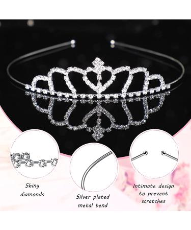 Silver Rhinestone Crystal Princess Tiara Crown - 16 Pieces for Girls Birthday, Prom, Wedding | Kids Headband for Party Pageant - Buy Online on GoSupps.com