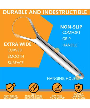Professional Stainless Steel Tongue Scraper | 100% Medical Grade | Banish Bad Breath | Maintain Oral Care - Buy Online on GoSupps.com