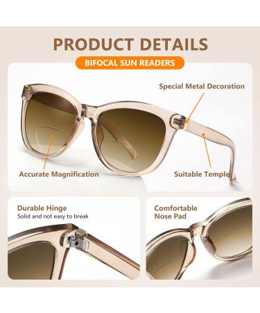 EASY READ Bifocal Reading Sunglasses for Women - Fashionable UV400 Sun Readers (2.00 Magnification Brown - Buy Online on GoSupps.com