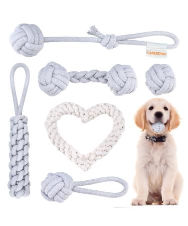 Cabertary 6 pieces chewing dog toys dog toys rope knot ball set small dogs medium natural dog toys indestructible small robust dental care toys