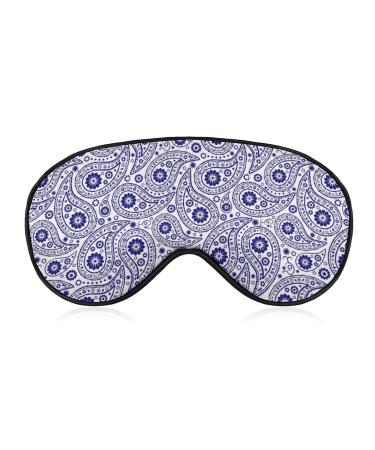 Blue and White Paisley Sleep Mask for Women Adjustable Sleeping Eye Shades Cover with Elastic Strap