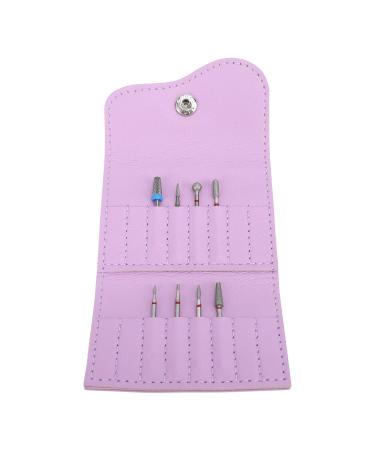 Nail Drill Bit Storage Bag Nail Polishing Bits Pouch Organizer Nail Bits Organizer Portable PU Leather for Home Salon