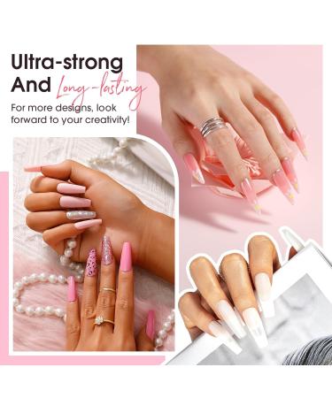 ROSALIND Poly Nail Gel Kit - 8 Colors + White & Brown Nail Art Accessories | Clear Nude Starter Set with Slip Solution & Mini UV Lamp - Buy Online on GoSupps.com