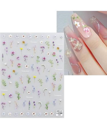 JMEOWIO 3D Embossed Flower Spring Summer Floral Nail Art Stickers Decals Self-Adhesive 5D Nail Supplies Nail Art Design Decoration Accessories 1 Sheets - Buy Online on GoSupps.com