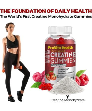 ProCreatine Monohydrate Gummies 4000mg for Men & Women - 60 Chewable Creatine Gummies Strawberry Flavoured Creatine | Pre Workout Gym Supplement| Keto | Vegan | (5) - Buy Online on GoSupps.com