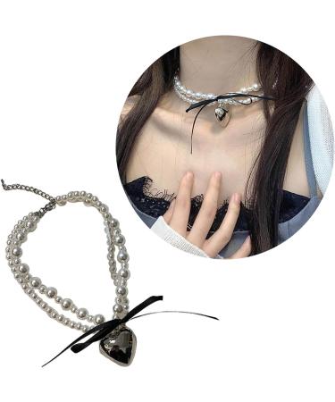 OralGos Heart Imitation Pearl Necklace for Women - Harajuku & Campus Style Jewelry - Simple Clavicle Chain Design - Shop Internationally - Buy Online on GoSupps.com