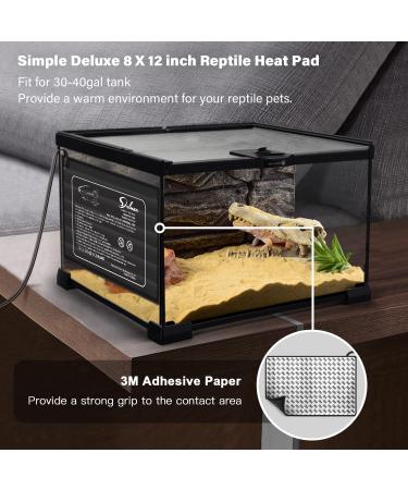 Simple Deluxe Reptile Heat Pad 8W/16W/24W with Thermostat - 2 Pack Heating Mat for Terrarium - 8 X 12 Inch - Ideal for Turtle, Snake, Lizard, Frog - Buy Online on GoSupps.com