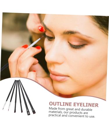 VINTORKY 6pcs Eyeliner Makeup Brush Cosmetic Brush Professional Makeup Brushes Rayon Wooden Handle Black - Buy Online on GoSupps.com