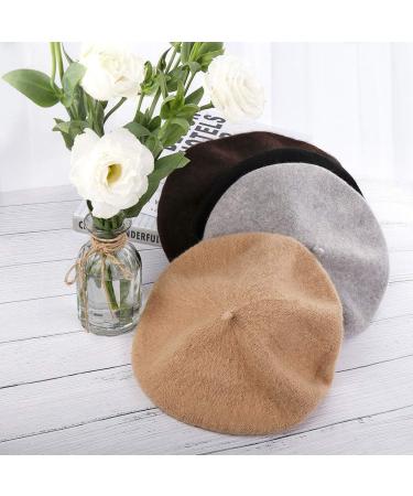QUACOWW Beret Hats for Women - French Style Beanie Caps (4 Pack) in Black, Brown, Gray, Khaki - Buy Online on GoSupps.com