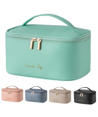 Portable Makeup Bag Travel Cosmetic Bags Small Cosmetics Make up Bag for Women Girls Zipper Pouch Case Organizer Waterproof Cute (Tiffany Blueish Green) Light Green