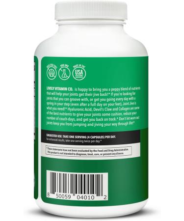 LIVELY VITAMIN CO. Joint Jive - Lubricate Joints (Knee, Ankle, Neck, Shoulder, Back) - Collagen - Glucosamine - MSM - Quercetin - Chondroitin - Devils Claw - Shellfish-Free Formula - 240 Count 240 Count (Pack of 1) - Buy Online on GoSupps.com