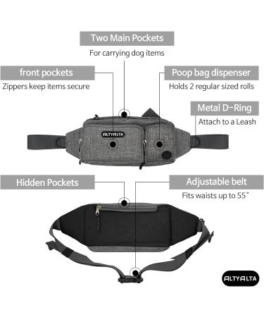 ALTYALTA EZ Dog Walking Bumbag - 6 Pocket Training Treat Pouch with Waste Bag Dispenser, 1.6L, Black Melange - Buy Online on GoSupps.com