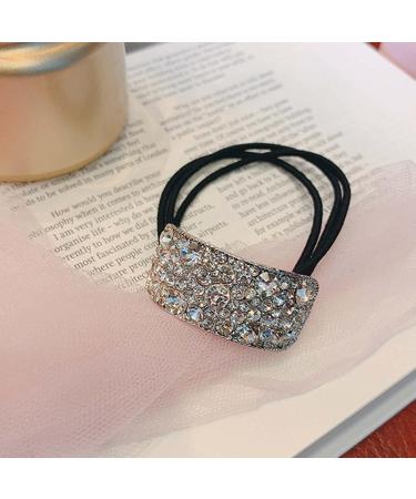 Wendalern Boho Rhinestone Ponytail Holder Cuffs Geometric Elastic Scrunchies Silver Crystal Ponytail Hair Tie Band Luxury Ponytail Hairband Ring Hair Accessories for Women and Girls - Buy Online on GoSupps.com