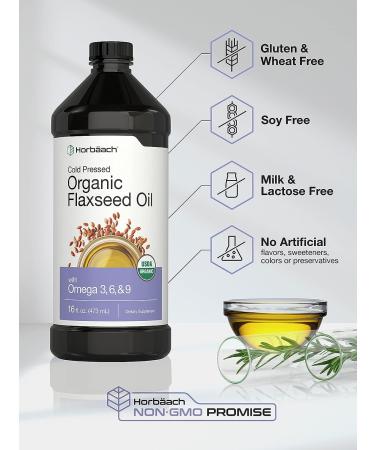 Organic Flaxseed Oil 3 Pack - Cold Pressed 16 fl oz - Omega 3 6 9 - Vegetarian Non-GMO Gluten Free Liquid by Horbaach - Buy Online on GoSupps.com