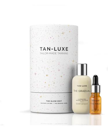 Tan-Luxe The Glow Edit | Containing Travel Sized The Gradual Self-Tan Lotion, 100ml & The Face Mini Self-Tanning Drops in Shade Light/Medium, 10ml