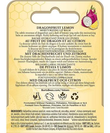 Burt's Bees 100% Natural Origin Moisturizing Lip Balm Dragonfruit Lemon with Beeswax & Fruit Extracts Blister - Buy Online on GoSupps.com