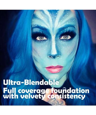 CCBeauty Professional Face Body Paint Oil Set | 24 Colors Adult Halloween Makeup Kit with 10 Blue Brushes - Buy Online on GoSupps.com